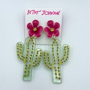 Betsey Johnson Cactus Flower Post Earrings NWT